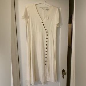 Madewell Linen-Blend Button-wrap Midi Dress
